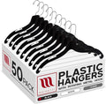 Mainetti 5400 Black Plastic Hangers - 50 Pack with 360 Swivel Metal Hook and Notches for Straps, Great for Shirts/Tops/Dresses/Jackets, 17-Inch