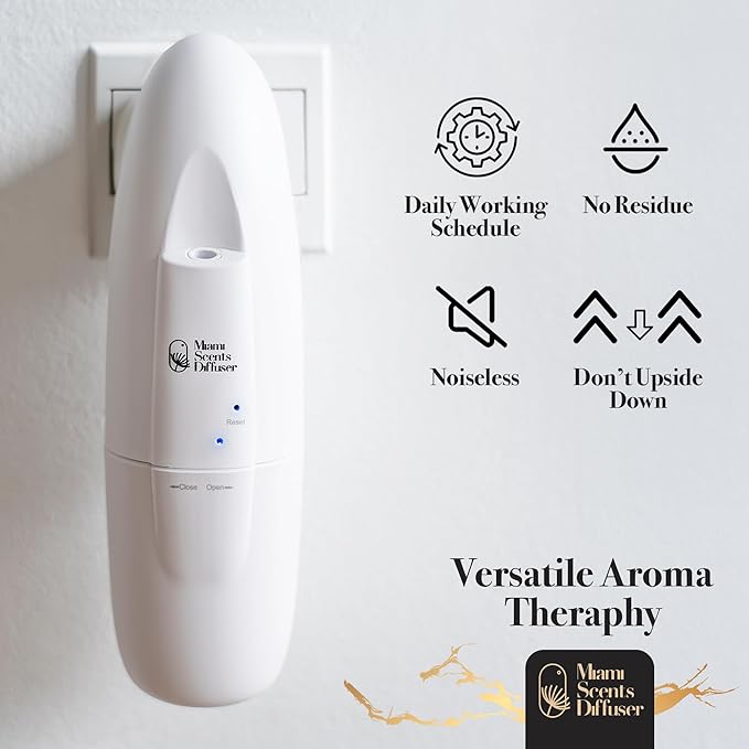 Plug in Wall Waterless Diffuser + Secret Hotel Essential Oils 4 Fl Oz Included Coverage Up to 500 SqFt Smart Bluetooth App Control Scent Air Machine for Home, Office and Spa Ideal for Aromatherapy.