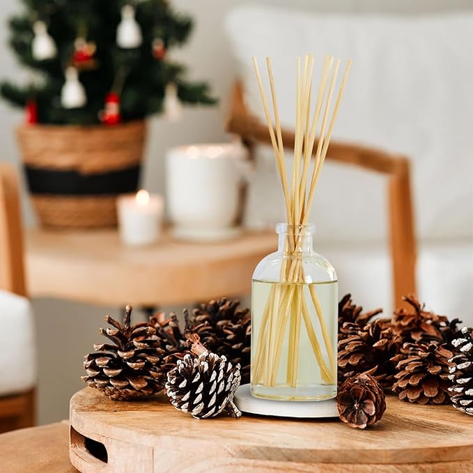 Hillhouse Naturals Reed Diffuser Set - Fresh Cut Balsam & Pine Scent Diffuser - Reed Diffusers for Home with Long Lasting Fragrance – 6 oz Oil – Diffuse Time 4-6 Months – Made in The USA