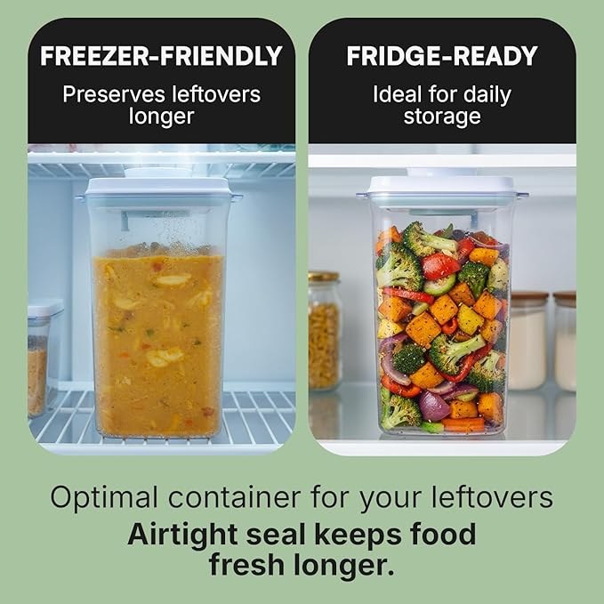 iChewie Bop Top | Airtight Meal Prep Containers with Lids | Food Storage Container Sets | Snack and Overnight Oats Fridge Organizer | Pantry and Kitchen Organization