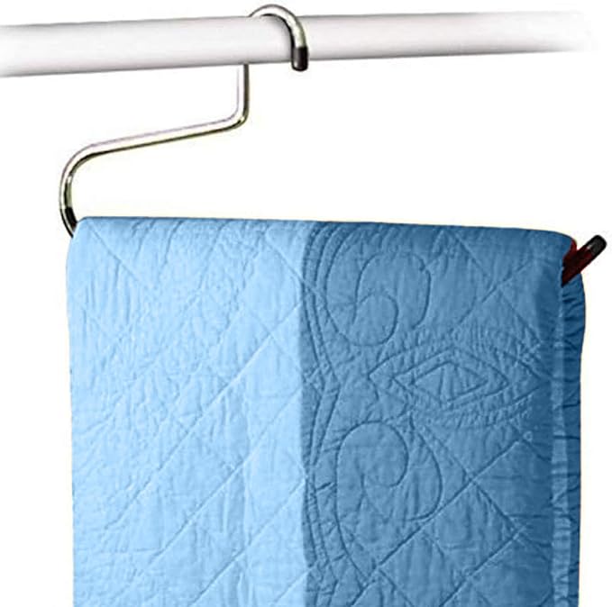 BuyDBest -Stainless Steel Hanger Set of 9, Heavy Duty Hanger for bedspreads, Blankets, tablecloths, linens, Large Towels