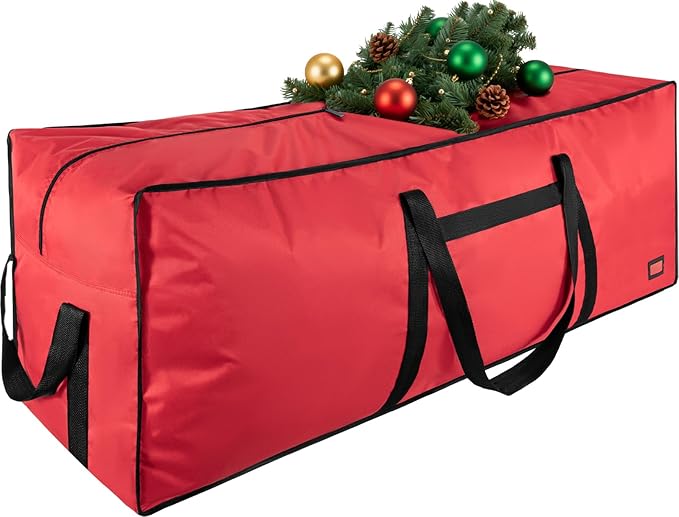 9 ft Christmas Tree Storage Bag, Heavy Duty Christmas Tree Bag with Reinforced Handles and Dual Zippers Wide Opening, Large Capacity fits for Artificial Christmas Tree (Red, 9ft)