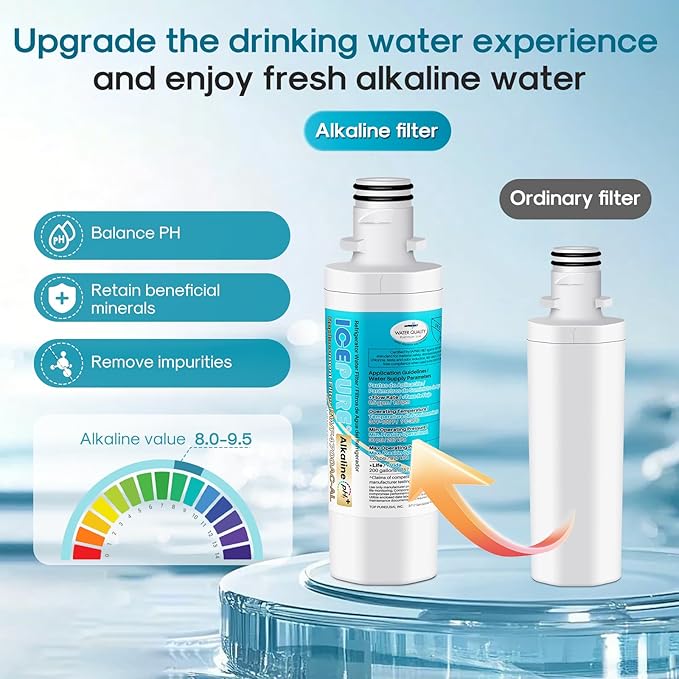 ICEPURE Alkaline LT1000PC Refrigerator Water Filter Replacement for LG LT1000P/PC/PCS, Kenmore 9980, ADQ74793501 ADQ74793502 ADQ747935 MDJ64844601 LMXS28626S LFXS26973S, LT1000, Enhances PH, 3Pack