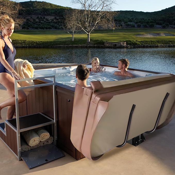 Hot Tub Cover Lift, Spa Cover Lifts Heavy Duty Cover Hydraulic Lifter Universal Assist Hot Tub Cover Lifter Removal System Reinforced Brackets Easy Assemble Fits Various Spas & Hot Tubs