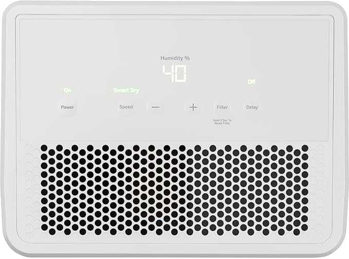 GE Smart Portable Dehumidifier w/WiFi for Basement, Bedroom, Bathroom, Garage, Large Rooms up to 4500 Sq Ft, 50Pint w/Removable Bucket & Continuous Drain Connect for Auto/Manual Drainage
