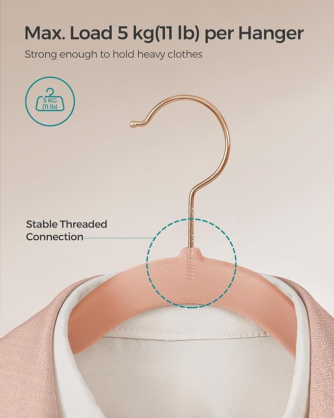 SONGMICS Velvet Hangers 100 Pack, Non-Slip Clothes Hangers with Shoulder Notches, Pants Bar, 360° Swivel Hook, Space-Saving, for Closet, Jelly Pink UCRF029R100