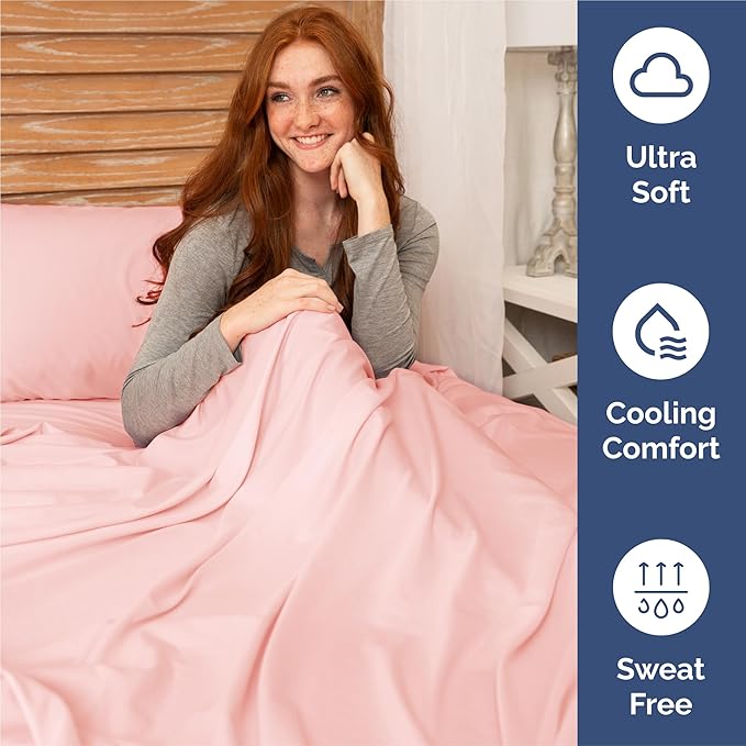 King 6 Piece Sheet Set - Comfy Breathable & Cooling - Ultra-Soft Hotel Luxury Bedding Set with 8-16 Inch Deep Pockets - 1 Flat & 1 Fitted Sheet & 4 Pillowcases - Wrinkle Free & Easy Care - Baby Pink