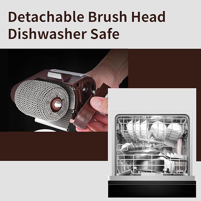 Electric Grill Cleaner Bristle Free with SUS Roller Head for Outdoor, Cordless Grill Brush for BBQ with LED Light, Motorized Grill Cleaning Tool