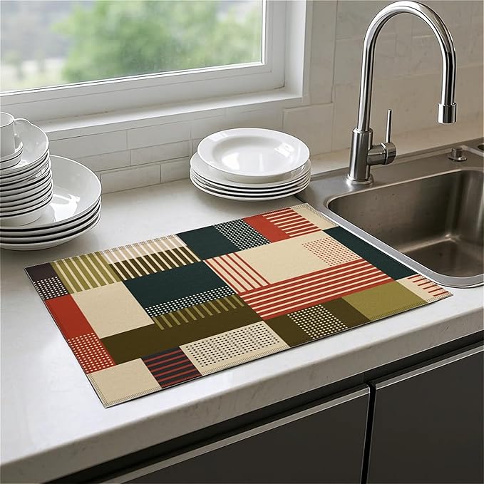 Dish Drying Mat For Kitchen Counter, Personalized Streak Microfiber Absorbent Dish Drainer Rack Pad Reusable Large 18x24in Drying Mat
