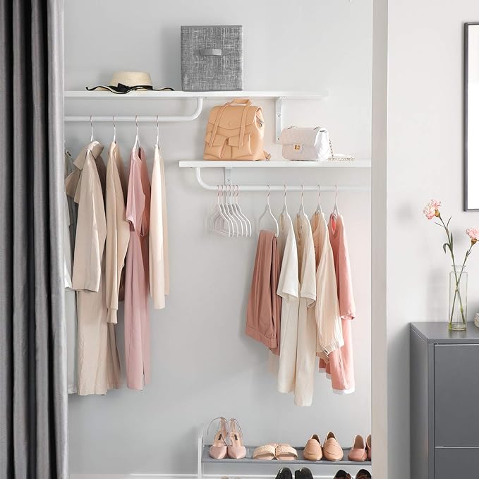 SONGMICS Slim Velvet Hangers, Non-Slip Clothes Hangers with Rose Gold Swivel Hooks, Space-Saving, for Closet, 30 Pack, White UCRF026W30