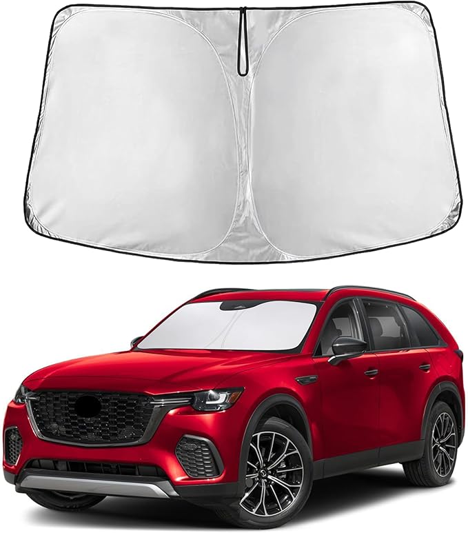 EcoNour Windshield Sun Shade for Mazda CX-9 2016–2026 | Front Window Sunshade | Foldable Car Sun Protector | Blocks UV Rays & Keeps Interior Cooler