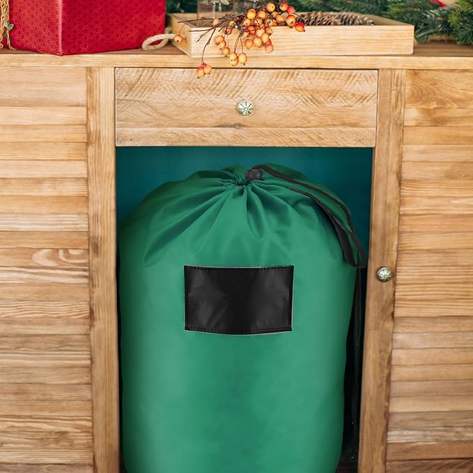 3 Pcs 21 x 12 Inch Christmas Inflatable Decorations Storage Bag with Blackboard Drawstring Waterproof Christmas Storage Containers for Holiday Xmas Ornaments Accessories Gift Organizer (Green)