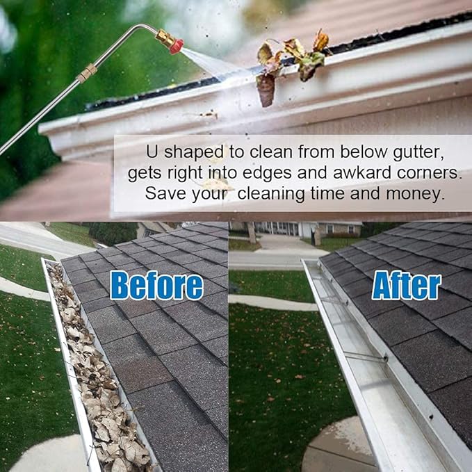 Selkie Pressure Washer Extension Wand, 120" Power Washer Extension Wand with 3pcs Curved Rod Lance& 7 Spray Nozzle Tips,Gutter Cleaner Attachment, 1/4” Quick Connect Fitting, 4000 PSI(120 Inch)