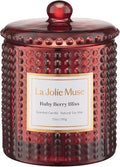 LA JOLIE MUSE Ruby Berry Bliss Scented Candle| Mandarin, Cranberry & Plum | 10 oz Festive Candle | 55 Hours Clean Burn | Valentines Day Gifts for Her | Elegant Home Decor