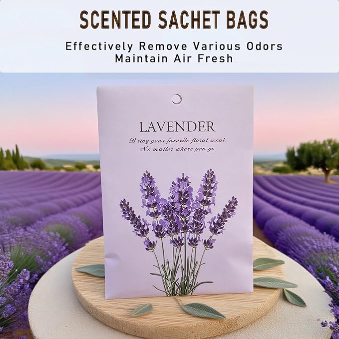 DMDGYNL Lavender Scented Sachet Bags - 12 Pack Home & Car Freshener, Odor Eliminator for Closets, Rooms, Drawers, Wardrobes, Toilets, Long - Lasting 360 - Day Fragrance