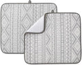 FRESHMINT Printed Dish Drying Mats for Kitchen Counter 2 Pack Absorbent Reversible Drying Mats Microfiber Kitchen Countertop Protector Dishes Drying Pad Extra Large 18"x16" Dish Mat