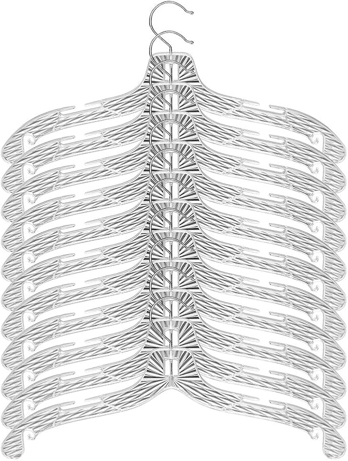 Crystal Clear Plastic Hangers - 20 Pack, Non-Slip, Heavy Duty, Open Notch Shirt & Dress Hangers with Diamond Crystal Cut Pattern