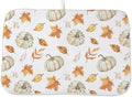 Fall Dish Drying Mat 18 x 24 Inch Thanksgiving Pumpkin Maple Leaf Drying Mat for Kitchen Counter Absorbent Farmhouse Harvest Autumn Pumpkin Dishes Dry Pad for Drainer Rack Kitchen Fast Dry