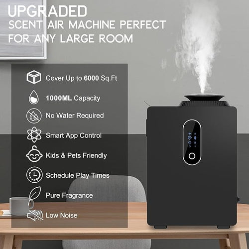2026 Upgraded HVAC Scent Diffuser Machine, WiFi Control, Coverage 6000 Sq.Ft, Scent Air Machine for Home 1000ML, Waterless Cold Air Aromatherapy Essential Oil Hotel Scent Diffuser for Large Room