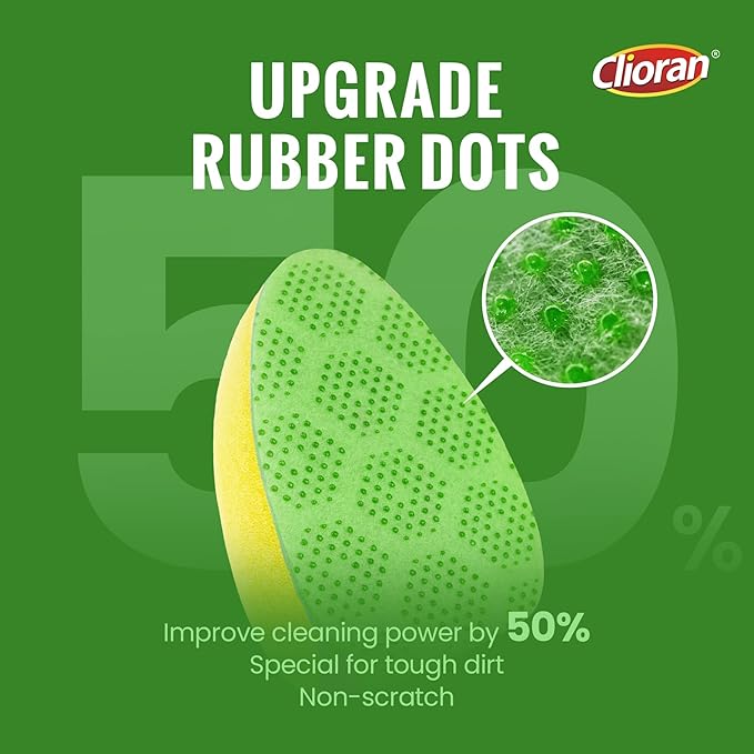 Clioran Leak Proof Dishwand Refills with Scrub Dots,Non Scratch Sponge Heads for Dish Wand,20% Thicker Heavy-Duty Scrubber Replacement,Fits Most Handles,Works with All Dish Soaps,Ideal for Kitchen