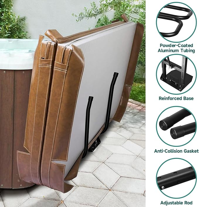 Hot Tub Cover Lift, Spa Cover Lifts Heavy Duty Cover Hydraulic Lifter Universal Assist Hot Tub Cover Lifter Removal System Reinforced Brackets Easy Assemble Fits Various Spas & Hot Tubs