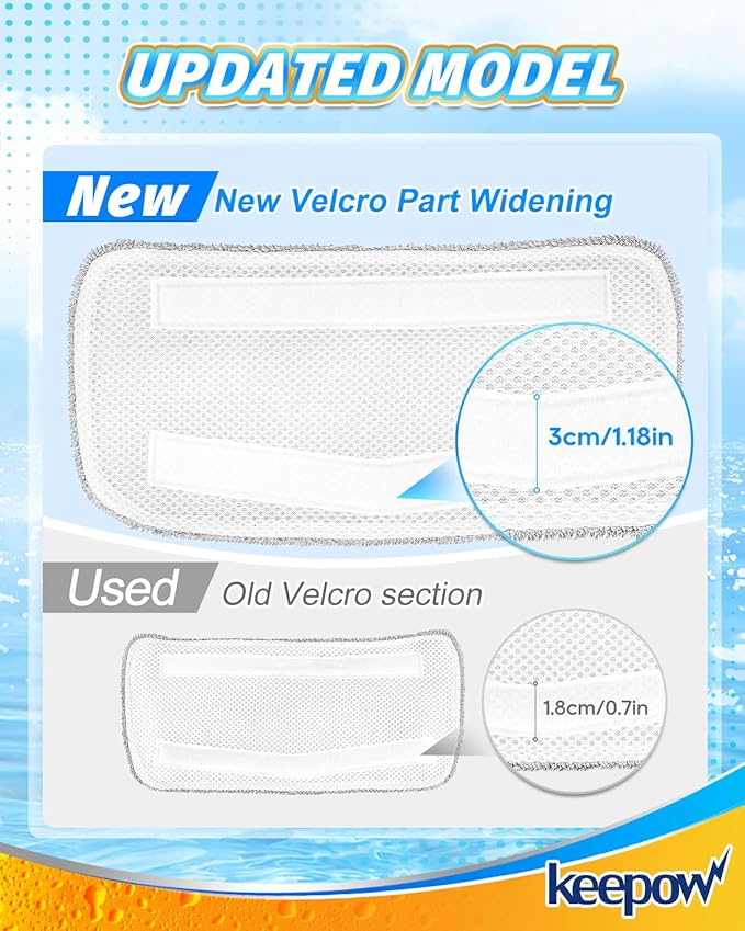 KEEPOW Steam Mop Pads Compatible with GorFanty Steam Mop GF-6610/GF-6610B Model, 3 Pack Washable and Reusable Microfiber Mop Replacement Pads Compatible with Neugo NE033/NE033M Steam Mops