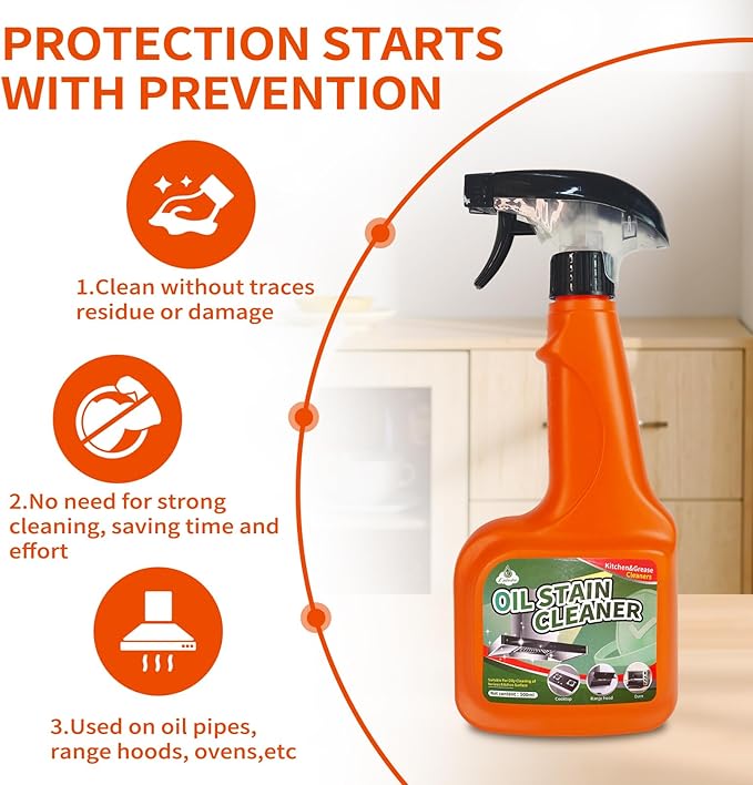 Unloshe All-Purpose Oil Stain Cleaner, Degreaser Kitchen Foam Cleaner Spray, Degreaser Cleaner Heavy Duty, Kitchen Cleaning Supplies, Household Essentials (1 PCS)