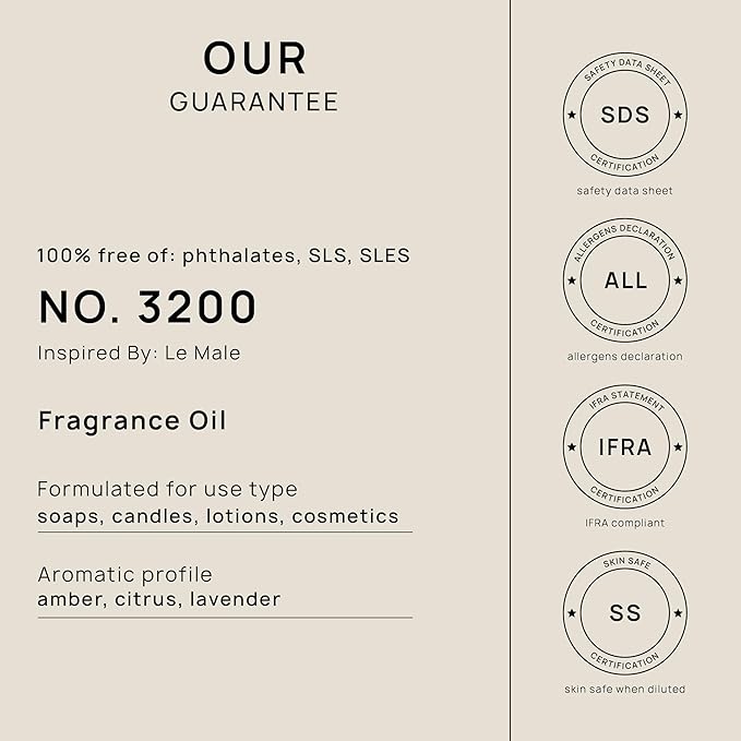 VINEVIDA [32oz] (Our Version of) Jean Paul Gaultier Le Male Fragrance Oil for Candle Making and Soap Making - Premium Candle Scents for Soy Candles