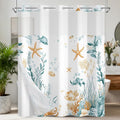 Hook-Free Ocean Shower Curtain with Translucent Top Window, Shower Curtain with Snap in Liner and Weighed Hem, Waterproof Bathroom Shower Curtains, Ocean Themed Bathroom Decor, 71x74 Inch