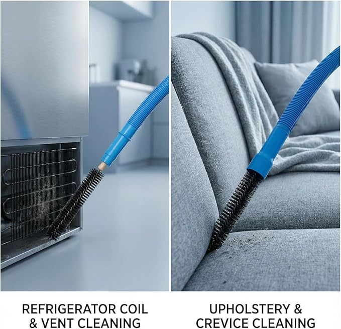 Universal Dryer Vent Cleaner Kit with Long Flexible Hose & Brush, Fits All Vacuums for Lint and Debris Removal