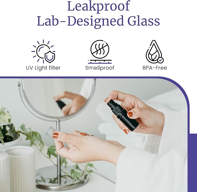 Infinity Jars 5 Ml (.17 fl oz) Black Ultraviolet Glass Fine Mist Spray Bottle Cleaning Products Refillable Containers Homemade Perfume Blends Room, Sprays Bath Beauty Hair, Screw Top Bottles 10-Pack