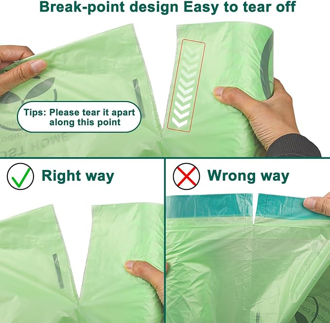 13 Gallon,50 Count, Compostable Trash Bags with Drawstring,Tear Resistant Kitchen Food Scrap Waste Bag, ASTM D6400, US BPI and Europe OK Compost Home Certified