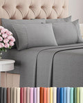 Cal King 6 Piece Sheet Set - Comfy Breathable & Cooling - Soft Hotel Luxury Bedding Set w/ 8-16 Inch Deep Pockets - 1 Flat & 1 Fitted Sheet & 4 Pillowcases - Wrinkle Free & Easy Care - Heathered Grey