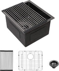 Lordear Black Bar Sink Undermount 15x17 inch Kitchen Sinks 16 Gauge Deep Single Bowl Stainless Steel Sink Basin Handmade