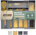 Sben Expandable Drawer Organizer for Utensils Holder, Adjustable Cutlery Tray, 6-8 Slots, Premium Wood Drawer Dividers Organizer for Silverware, Flatware, Knives for Kitchen (Gray)