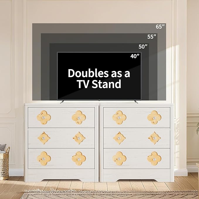 Garvee Dresser for Bedroom, Chest of Dressers 30.4" Tall Dresser for Closet with 3 Decorative Drawer Front Chest with Clothes Storage Cabinet, Drawer Organizer for Bedroom, Living Room, Hallway
