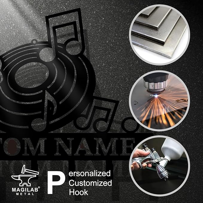 Personalized Custom Music Wall Hooks,Metal Music Room Art Clothes Hooks,Metal Music Wall Home Storage Decorative,For Front Door, Hallway, Kitchen, Bedroom,Keys,Hats (Style A)