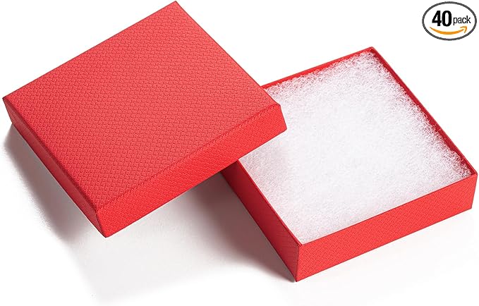 GEFTOL Jewelry Gift Boxes 40 Pack 3.5x3.5x1 Inch Cardboard Jewelry Boxes,Small Gift Boxes for Jewelry Earrings Necklaces Handmade Bangles Bracelets(Red)
