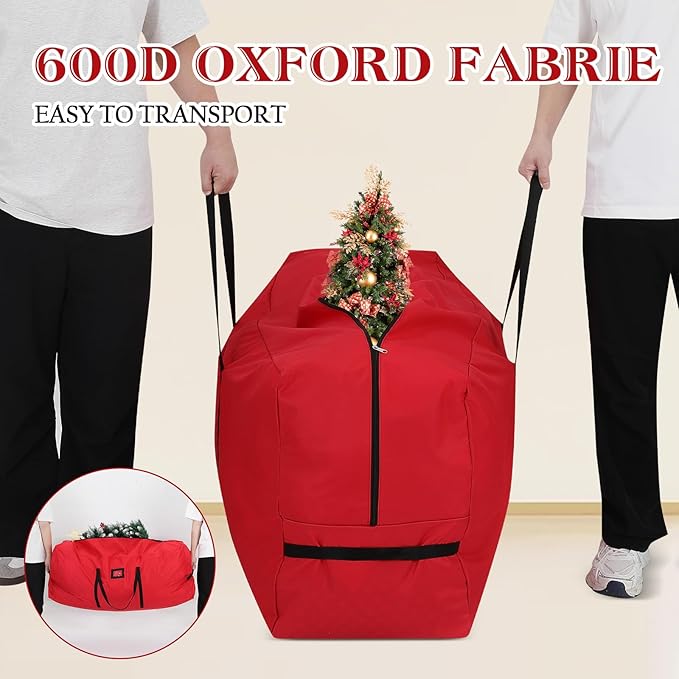 Christmas Tree Storage Bag Box 7.5FT, 2Pack Heavy Duty Christmas Tree Bag Container, 600D Oxford Waterproof Xmas Holiday Artificial Tree Bag With Reinforced Handles Dual Zipper For Decoration Ornament