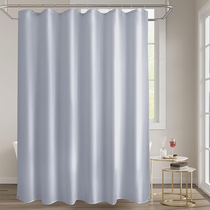 Titanker Fabric Shower Curtain Liner, Gray Shower Curtain Liner with 2 Magnets, 70 x 72 Inches, Cloth Shower Liner Waterproof Polyester, 85GSM, Easy Installation, Machine Washable, Blue Gray