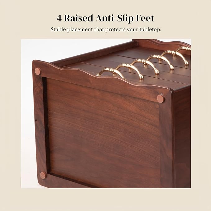 KINTNESS Black Walnut Wooden Jewelry Box - 6 Drawers Solid Wood Large Jewelry Organizer with Secret Compartment for Women Girls, Jewelry for Bracelet, Necklace, Ring, Earring