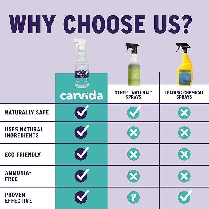 Carvida Glass Cleaner, Streak-Free Spray for Automotive Windows and Mirrors, 16oz