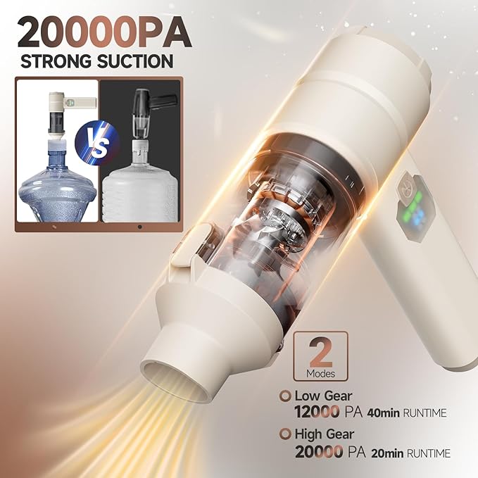 Car Vacuum, Handheld Car Vacuum Cleaner Cordless with Brushless Motor, 20000PA Suction High Power Rechargeable Vacuum Cleaner & Air Duster, 4-in-1 Portable Mini Hand Vacuum Blower with LED Display