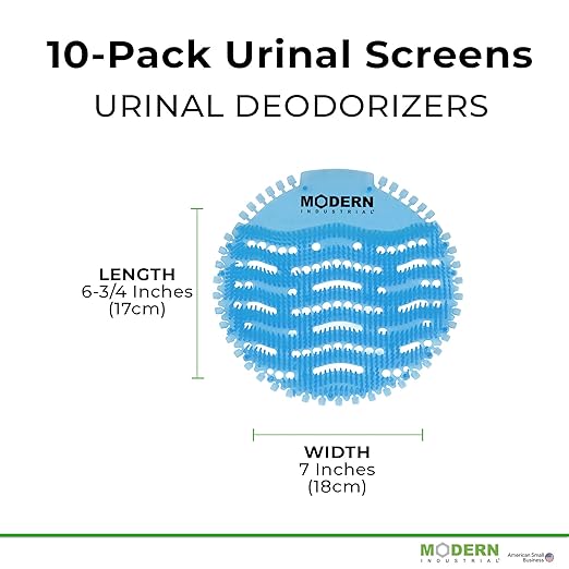 Modern Industrial Urinal Screen and Deodorizer - Fits Most Urinals, Minimizes Splash and Odors for Clean, Fresh Restrooms in Offices, Schools, and Restaurants (Pack of 10)