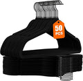 50 Pack Black Velvet Hangers,Coat Hanger Non Slip,Heavy-Duty,Space Saving,Slim Clothes Hangers for Pants,Outfit,Skirts,Suits,Coats,Dresses ect.Felt Hanger with Black 360°Swivel Hook