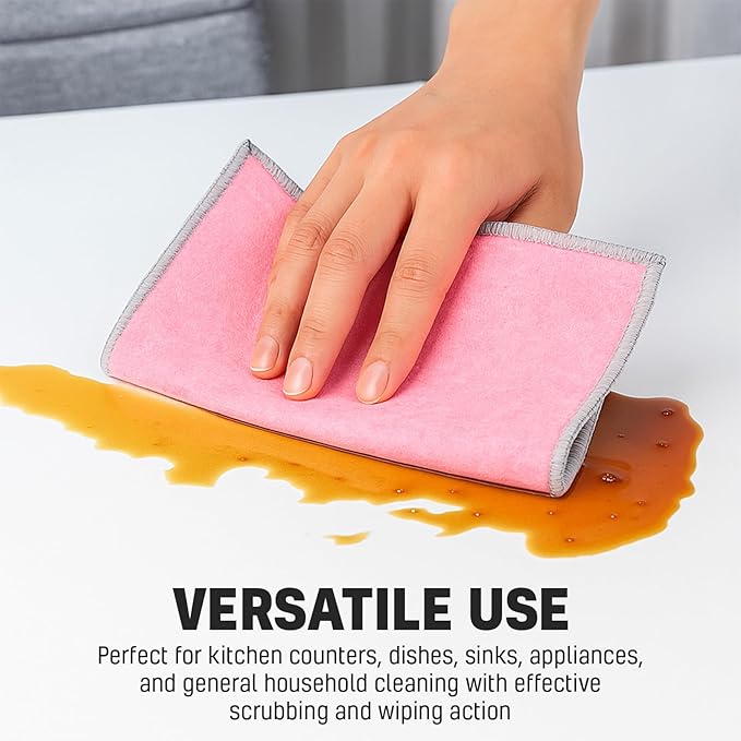 BD Prime Ventures Dual Sided Wire Cleaning Cloths 10-Pack Multipurpose Dishwashing Rags, Reusable Kitchen Scrubber, Effective Dishcloth Rag for Cookware, Multicolored (Orange, Pink, Green)