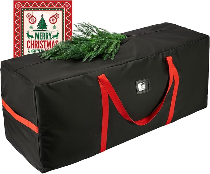 Christmas Tree Storage Bag, Fits Up to 7.5ft Tall Christmas Tree, Heavy-Duty 600D Waterproof Oxford, Durable Handles & Zipper, Holiday Xmas Storage Bag, Protects Christmas Tree and Holiday Ornaments