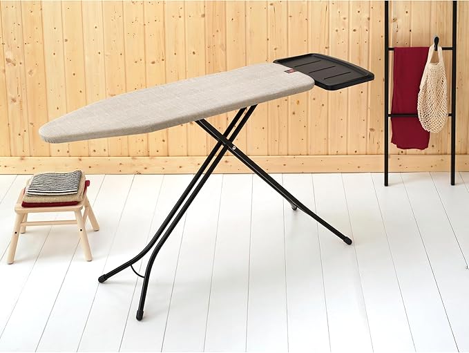 Brabantia Size B Ironing Board (49x15 in) 7 Height Options, Solid Steam Unit Rest Holder (Denim Gray) Non-Slip Feet, Anti-Collapse Child Locks
