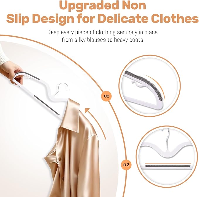 20 Pack Short Neck Plastic Hangers, Heavy Duty Clothes Hangers with Non-Slip Pads,Space Saving Closet Organizer for Shirts, Coats, Pants (Grey)