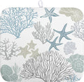 Wnoesat Summer Dish Drying Mat 16×18 Inch Coastal Nautical Kitchen Drying Mats Blue Gray Ocean Microfiber Dish Pad Heat Resistant Absorbent Dish Rack Mat for Home Kitchen Counter Decor
